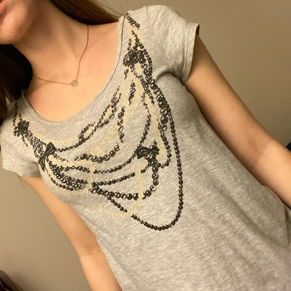 Grey top with necklace detail